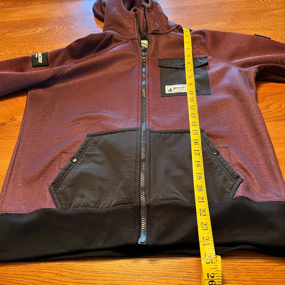 Roots Canada Womens Full Zip Hoodie Red Park City Utah Front Snap Pockets Large